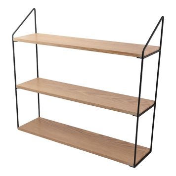 VÄGGHYLLA MDF MED SVART RAM 60X15X54 CM