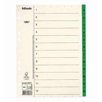 PÄRMREGISTER ESSELTE A4 1-12 GRÖN