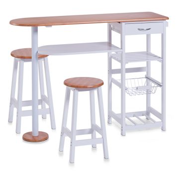 BARSET ZELLER 1 BORD + 2 STOLAR VIT/BAMBU 