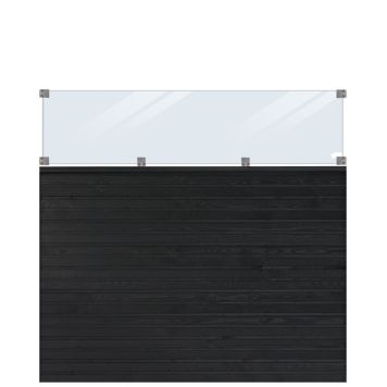 VINDSKYDD PLUS PLANK MED GLAS 174X163CM SVART