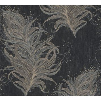 TAPET A.S. CREATION MATA HARI FEATHER SVART 38009-4