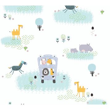 TAPET A.S. CREATION LITTLE LOVE ZOO ANIMALS LJUSBLÅ 38114-1