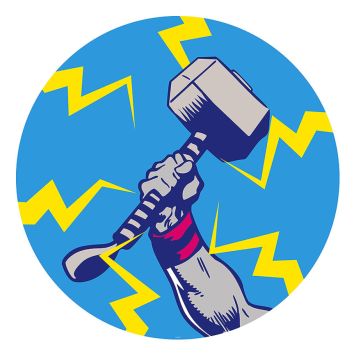 VÄGGDEKAL KOMAR DOT AVENGERS THOR'S HAMMARE POP ART 125CM