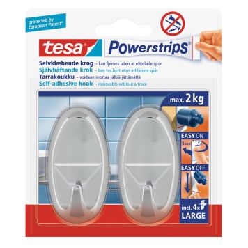 VÄGGHÄNGARE TESA KROM LARGE OVAL POWER-STRIPS 2STK