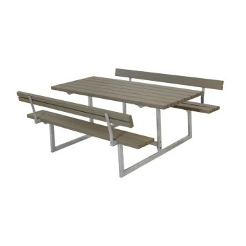 TRÄDGÅRDSMÖBEL PLUS BORD/BÄNKSET BASIC 2 RYGGSTÖD GRÅBRUN 