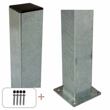 STÅLSTOLPE PLUS MED FOTSKYDD 8X8X150CM