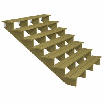 TERRASSTRAPPA PLUS 7 TRAPPSTEG 34,2° TRYCKIMPREGNERAD 176X122X180CM