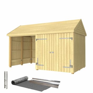 FÖRRÅD PLUS CLASSIC MULTI DUBBELDÖRR INKL TAKPAPP/ALUMINIUMLISTER/STOLPFÖTTER OBEHANDLAD 2 10M²