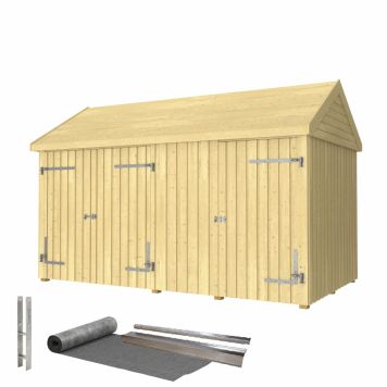 FÖRRÅD PLUS CLASSIC MULTI ENKEL/DUBBELDÖRR INKL TAKPAPP/ALULIST/STOLPFOT OBEHANDLAD 10M²