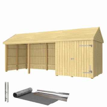 FÖRRÅD PLUS CLASSIC MULTI GARDEN ENKELDÖRR/ÖPPEN FRONT INKL TAKPAPP/ALULIST/STOLPFOT OBEHANDLAD 14,5M²