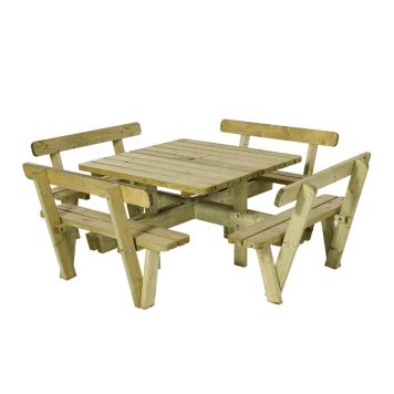 TRÄDGÅRDSMÖBEL PLUS BORD/BÄNKSET FYRKANTIGT 4-SITS TRYCKIMPREGNER