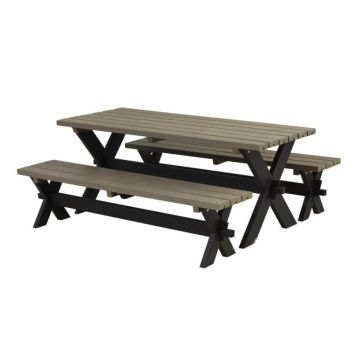 TRÄDGÅRDSMÖBEL PLUS BORD/BÄNKSET NOSTALGI SVART GRÅ/BRUN