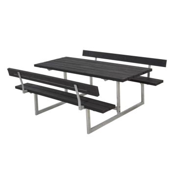 TRÄDGÅRDSMÖBEL PLUS BORD/BÄNKSET BASIC 2 RYGGSTÖD SVART