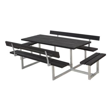TRÄDGÅRDSMÖBEL PLUS BORD/BÄNKSET BASIC 2 RYGGSTÖD SVART KOMPOSIT