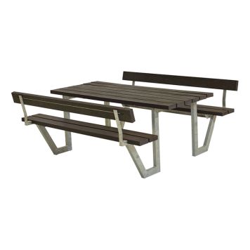 TRÄDGÅRDSMÖBEL PLUS BORD/BÄNKSET WEGA MED 2 RYGGSTÖD PLAST 177X185X76/45CM