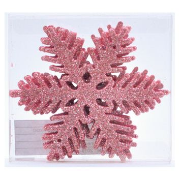 JULGRANSDEKORATION SNÖFLINGA 10CM ROSA 6-PACK 