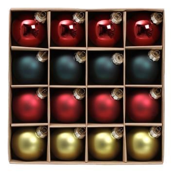 JULGRANSKULOR GLAS 6CM RÖD/GRÖN 16ST/FRP