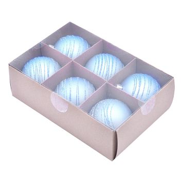 JULGRANSKULOR 6CM GLITTER BLÅ 6-PACK 