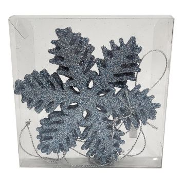 JULGRANSDEKORATION SNÖFLINGA 10CM BLÅ 6-PACK 