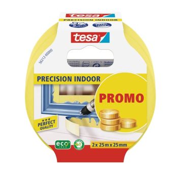 MASKERINGSTEJP TESA PRECISION INOMHUS 2-PACK 25MX25MM 