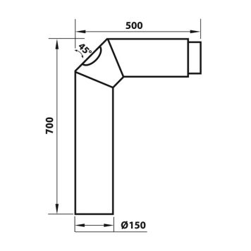 RÖRBÖJ ADURO 2X45° Ø150MM 700X500 MM