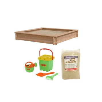 SANDLÅDA NORDIC PLAY LÄRK INKL GRÖN LEKSAKSSET OCH 240KG SAN