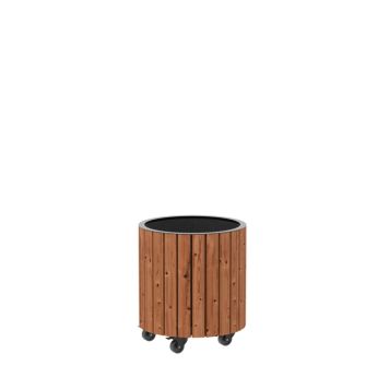 PLANTERINGSLÅDA PLUS CIRCLE M/HJUL THERMOWOOD Ø40X45CM BRUN