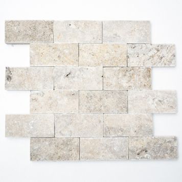 MOSAIK SPLITFACE NATURSTEN SILVER TRAVERTINE 3D 30,8X30,8CM PRIS PER ARK