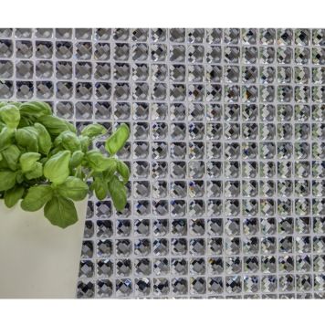 KRISTALLMOSAIK SQUARE CRYSTAL SPARKLE WHITE 2.3X2.3CM PRIS PER ARK