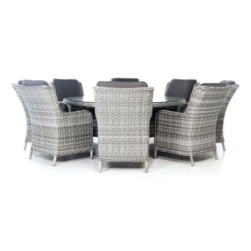 MATGRUPP SUNFUN VÄRMDÖ 180CM + 8 FÅTÖLJER GRÅ 