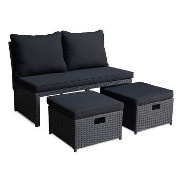 LOUNGESET SUNFUN LUND KONSTROTTING SVART