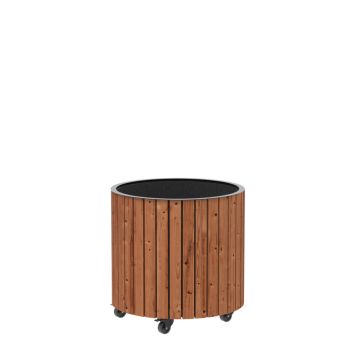 PLANTERINGSLÅDA PLUS CIRCLE M/HJUL THERMOWOOD Ø55X55CM BRUN