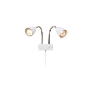 VÄGGLAMPA MARKSLÖJD CIRO DUBBEL STÅL VIT                           