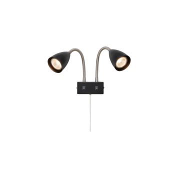 VÄGGLAMPA MARKSLÖJD CIRO DUBBEL STÅL SVART