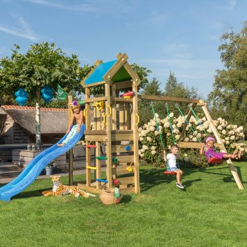 LEKTORN JUNGLE GYM NOMAD SANDLÅDA, 2 GUNGOR, BLÅ RUTSCHKANA