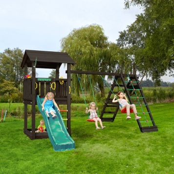 LEKTORN JUNGLE GYM CASA KLÄTTERVÄGG, SANDLÅDA, 2 GUNGOR, RUTSCHKANA
