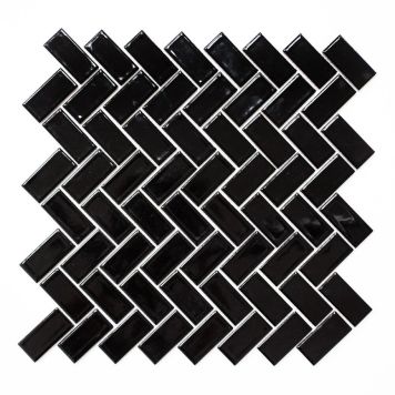 MOSAIK HERINGBONE SVART BLANK 30X30CM PRIS PER ARK