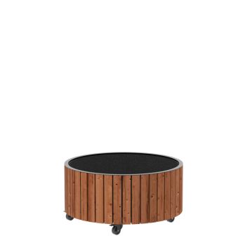 PLANTERINGSLÅDA PLUS CIRCLE M/HJUL THERMOWOOD Ø70X35CM BRUN