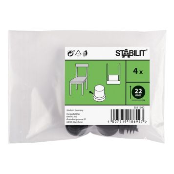 MÖBELTASSAR STABILIT SVART 22MM 4ST