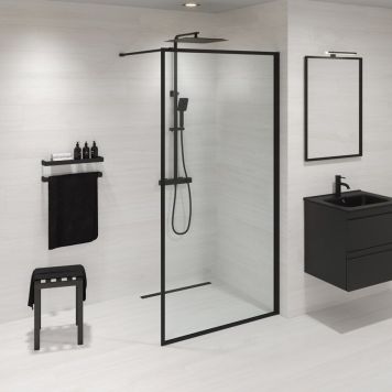 DUSCHVÄGG CAMARGUE FRAME RAK SVART 100CM