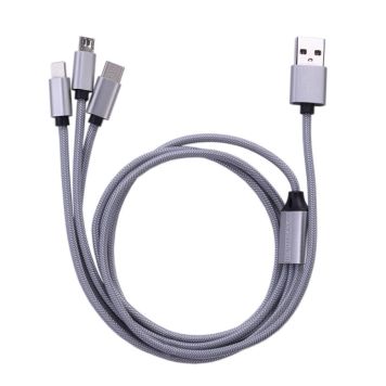USB KABEL VOLTOMAT 3-IN-1 1M GRÅ                    