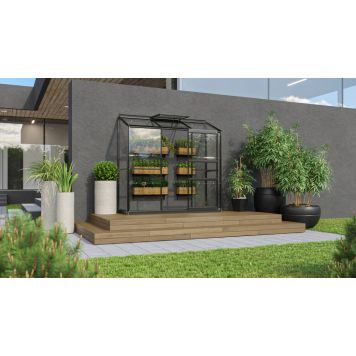 VÄXTHUS VITAVIA IDA 1300 MED SOCKEL ALU/GLAS SVART 1,3M² 