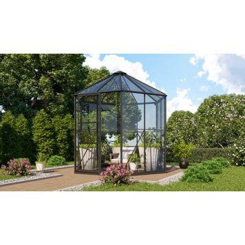 VÄXTHUS VITAVIA HERA MED SOCKEL 4500 ALU/GLAS SVART 4,2M²