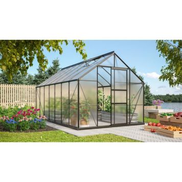 VÄXTHUS VITAVIA MERKUR 11500 MED SOCKEL ALU/POLY SVART 11,5M²
