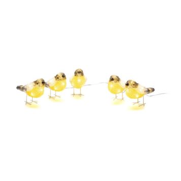 FÅGLAR KONSTSMIDE 5ST LED GUL