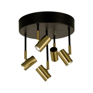 TAKSPOTLIGHT ANETA LIGHTING GUSTO RUND 5 LJUSKÄLLOR SVART/MÄSSING