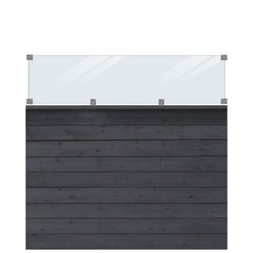 VINDSKYDD PLUS KLINK MED GLAS 174X163CM SVART