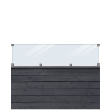 VINDSKYDD PLUS KLINK MED GLAS 174X125CM SVART