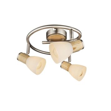 TAKSPOTLIGHT GLOBO GYLFI 3 NICKEL/TRÄ 