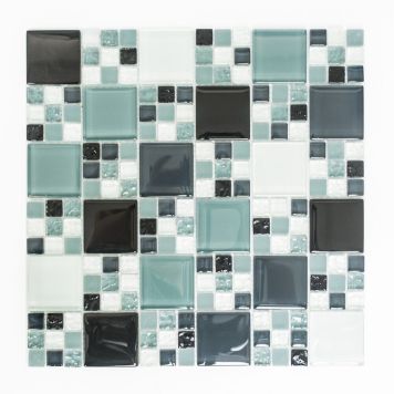 KRISTALLMOSAIK MIXGRÅ 4.8X4.8/1.5X1.5CM PRIS PER ARK